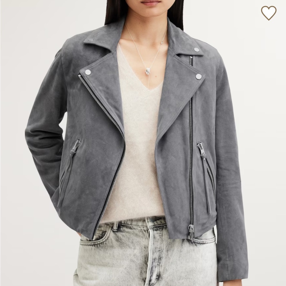 NWT All Saints Suede Dalby Biker Jacket Size US10/UK14